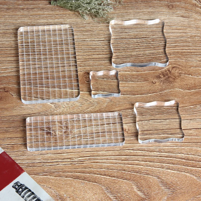 

5pc lot NEW clear stamp block with grid transparent Stamp holder Acrylic Pad DIY scrapbooking Decoration Tools acrylic holder