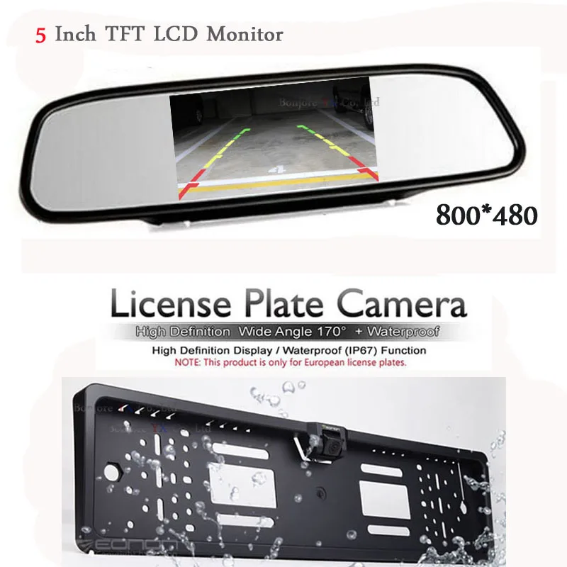 

Car HD CCD European License Plate Cam Rearview camera with Mirror Monitor TFT LCD Display Parking Car accessories Parktronic