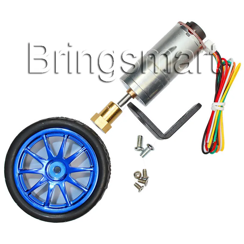 

Bringsmart DC 12v Hall Encoder Gear 18-1930rpm Engine Gearbox Micro Electric Motor Wheel Tire Bracket Coupling for DIY Robot