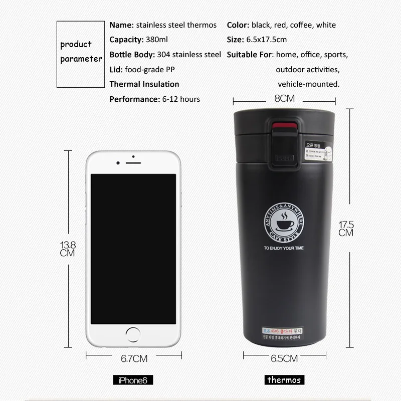 Thermos Bottle for Car Stainless Steel Vacuum Flasks for Tea Insulated Thermos Bottle for Water Thermal Cup Mug Thermocup