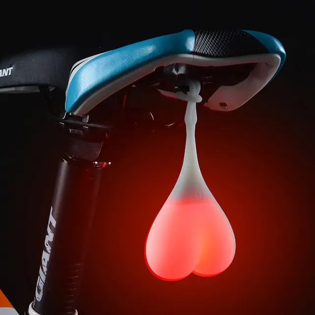 US $3.32 Waterproof Silicone Bike Heart Lamp Night Cycling Rear Seat Back Lights Creative Bike Tail Lights S