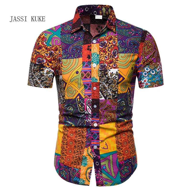 

Mens Shirt Beach Hawaiian Tropical Summer Short Sleeve Shirt Men Brand Clothing Casual Loose Cotton Button Down Shirts Plus Size