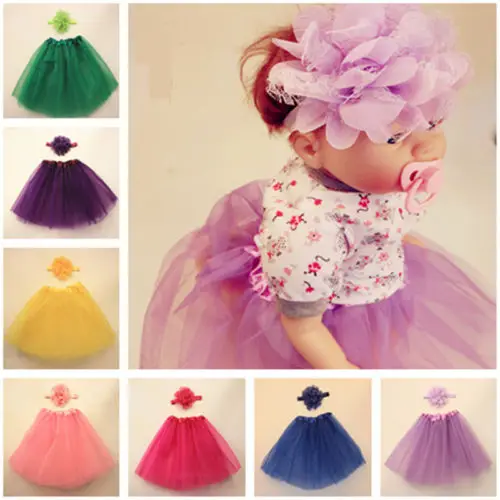 

Princess Toddler Newborn Baby Girl Tulle Tutu Skirt+Floral Headband Photo Prop Costume Outfit Lovely Baby Cosplsy Outfits