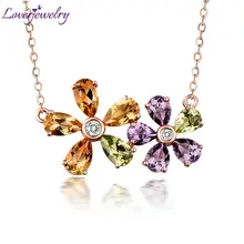 Красивый прекрасный дизайн, одноцветное 18 К розовое золото, грушевидная огранка, аметист, перидот, цитрин, кулон, бриллиант, хорошее ювелирное изделие для женщин