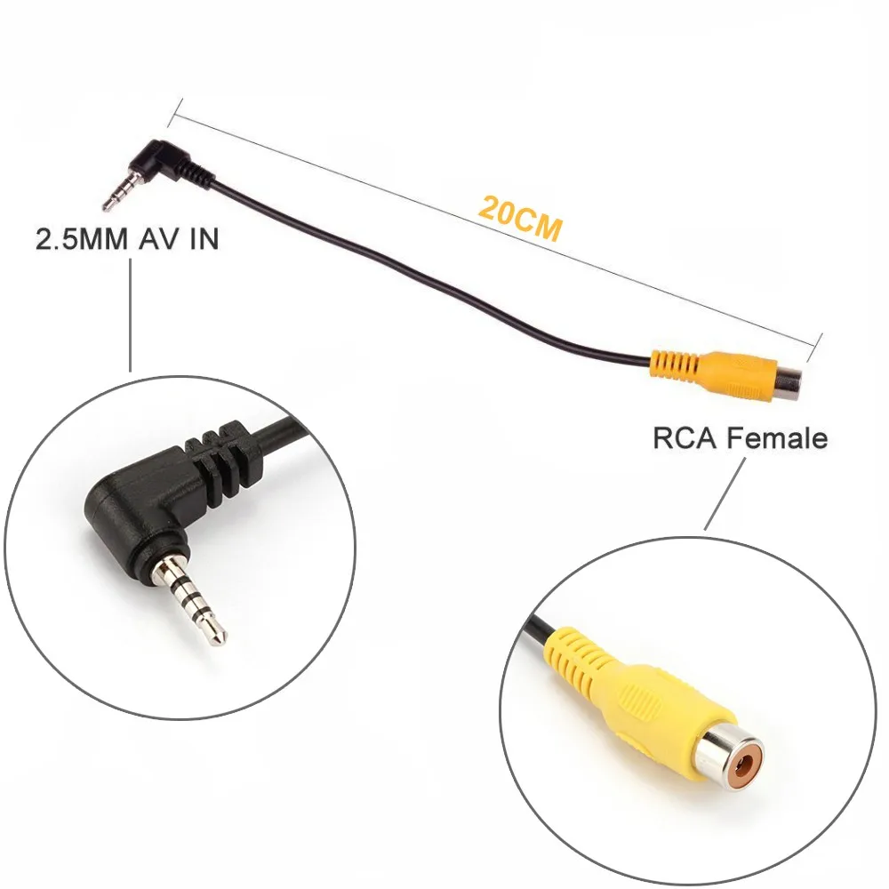 10-Pcs-RCA-to-AUX-2-5mm-AV-IN-Adapter-Cable-for-Car-Rear-View-Parking