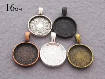 

25 Pieces 16mm Round Pendant Setting, 16mm Circle Cabochon Tray Pendant 5 color Availabletheof