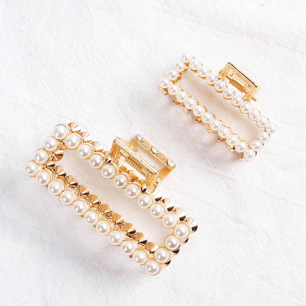 

1 PC Shiny Crystal Rhinestone Hairpins Mini Hair Claw Girls Barrettes Gold Hair Clip with Pearls Women Hair Accessories