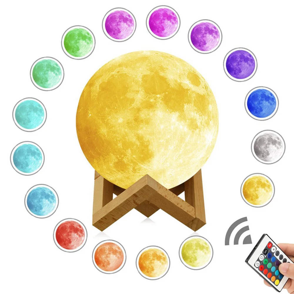 

YWXLight LED Rechargeable Moon Lamp 16 Color Touch Switch Bedroom Night Lamp Children Decor Christmas Creative Gift Lamp