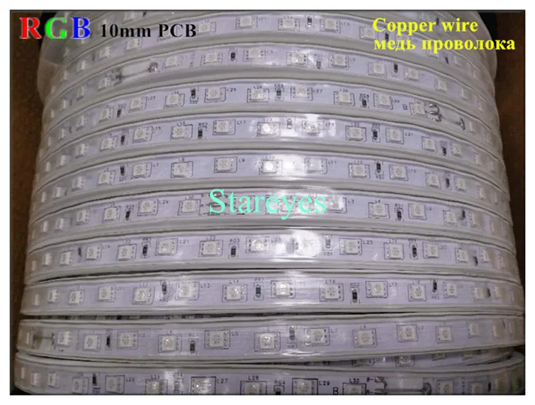 50 рулонов 5000 метров SMD 5050 8 мм PCB 60 Светодиодный/M AC220V светодиодный лента IP67 водонепроницаемый гибкий светодиодный светильник RGB лента