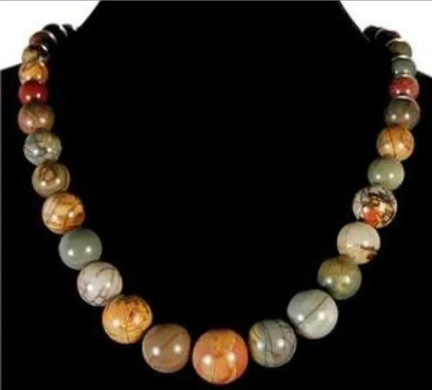 

Natural 6-14mm Multicolor Picasso Jasper Beads Necklace 17.5" AAASQ