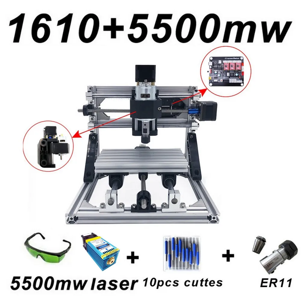 15 Вт CNC1610 лазерный гравировальный станок синий лазер 500 МВт 1500 МВт 5500 МВт 15000 МВт фрезерный станок для дерева PCB металл резьба по дереву машина DIY GRBL