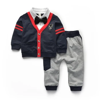 

baby boy autumn clothes cardigan Formal Jacket Suits Boys Spring Long Sleeve Tie Bow Bow Tie Boy Clothes Set Coat +shirt+pant