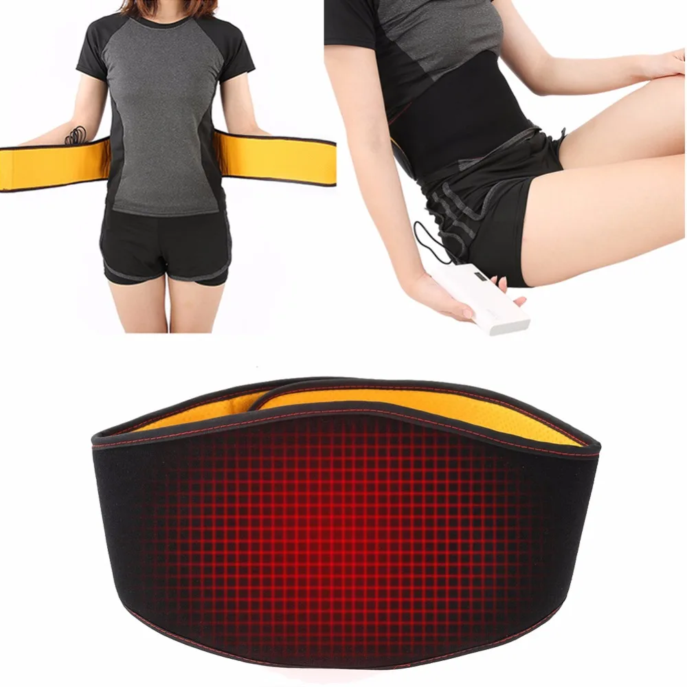 USB Back Support Belt Waist Heating Pad Hot Cold Brace Pain Relieve