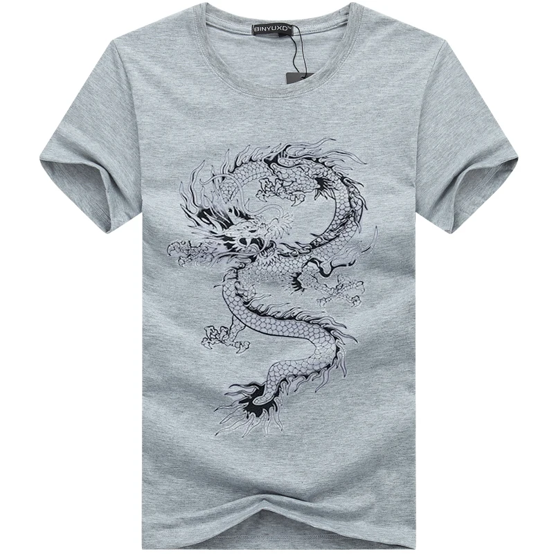 Футболки с классическим принтом, Мужская забавная футболка с изображением китайского дракона, футболка кунг-фу Тай Чи