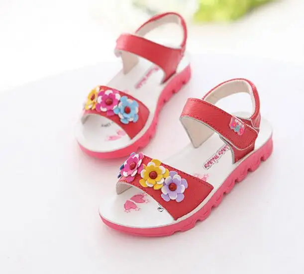 Летние новые стильные детские сандалии для маленьких детей, модная пляжная обувь с большим цветком для девочек