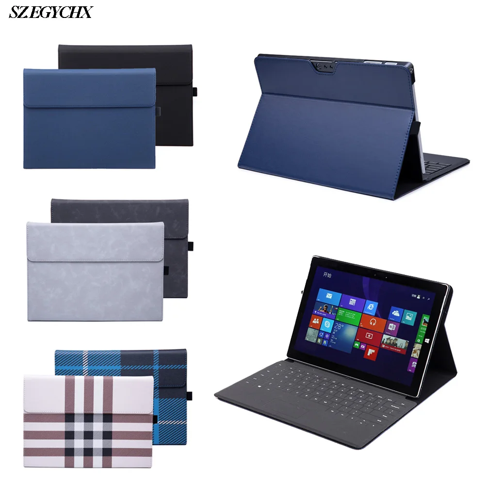 para Microsoft Surface Pro para a Superfície Nova Pro Luva do Portátil 12. Case de Couro do Plutônio de Polegadas para Tabuletas Suporte Dobra