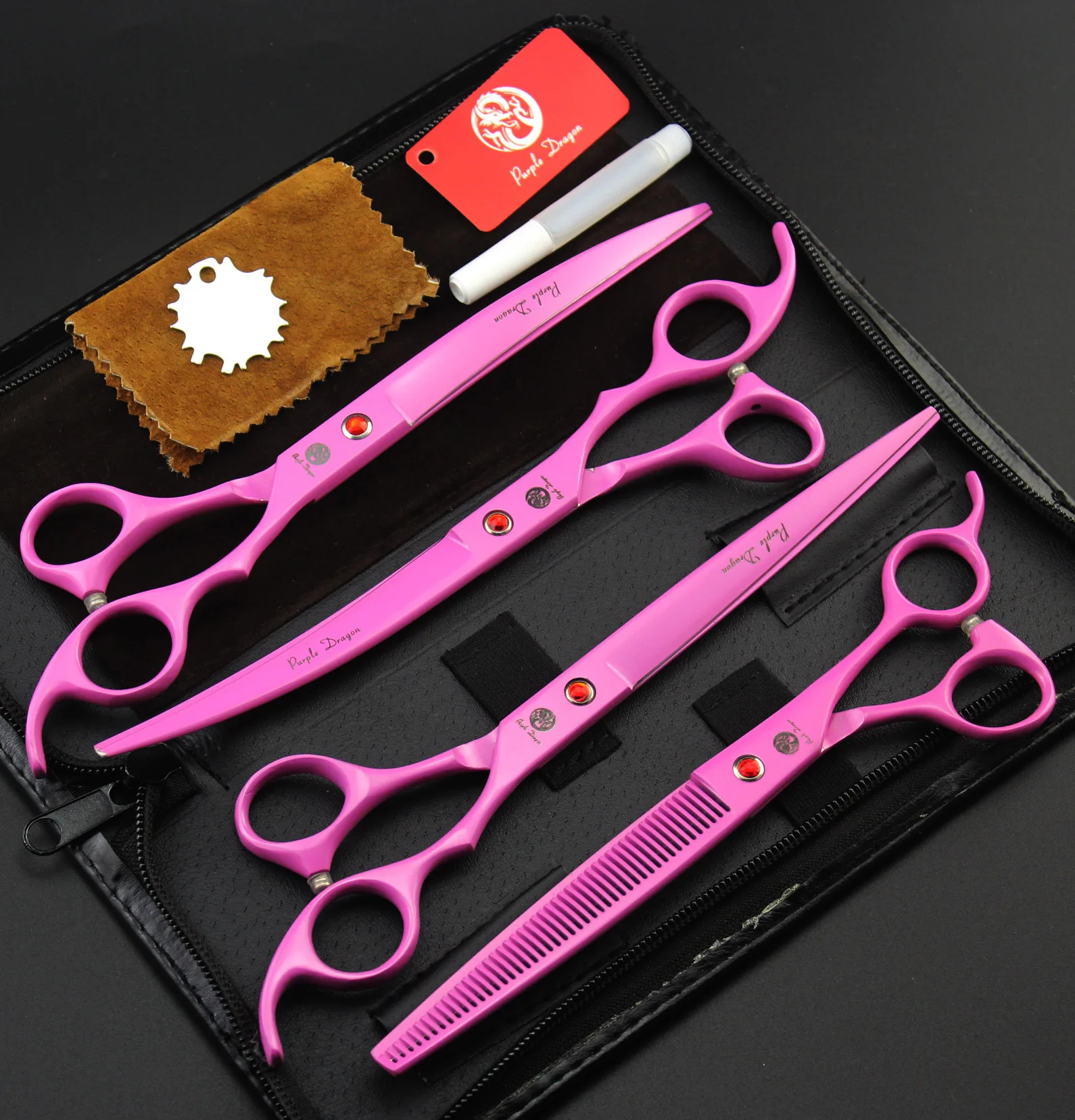 

4Pcs/set 8.0Inch JP440C Professional Pink Pet Grooming Scissors Painted Shears