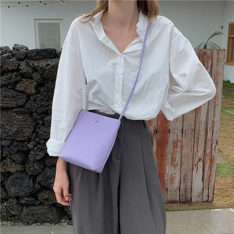 Женские Лавандовые фиолетовые маленькие сумки-мессенджеры, дизайнерские простые кожаные сумки, Брендовые женские сумочки для телефона, мини сумки на плечо
