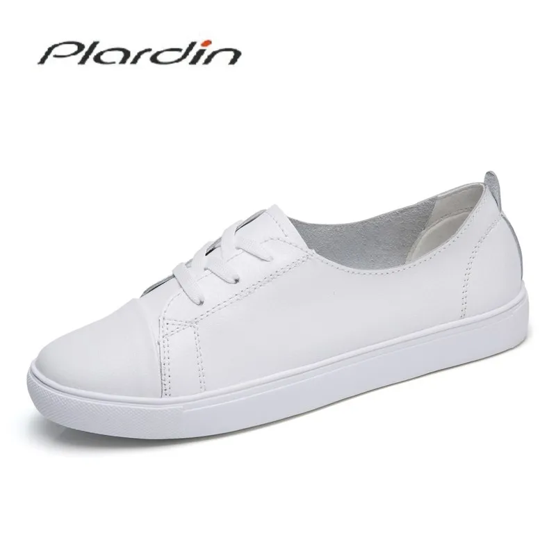 

Plardin New Women Leisure Concise Fashion Comfortable Lace-up Shoes Woman Leather Flats Sneaker Women Light Shoes Ladies Shoes