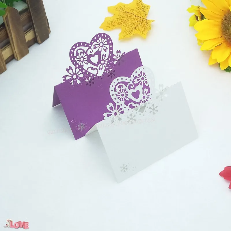 

50Pcs Heart Sheap Table Card Wedding Love Rose Element Seat Card Wedding Table Card Wedding Birthday Party Decoration 5ZZ14