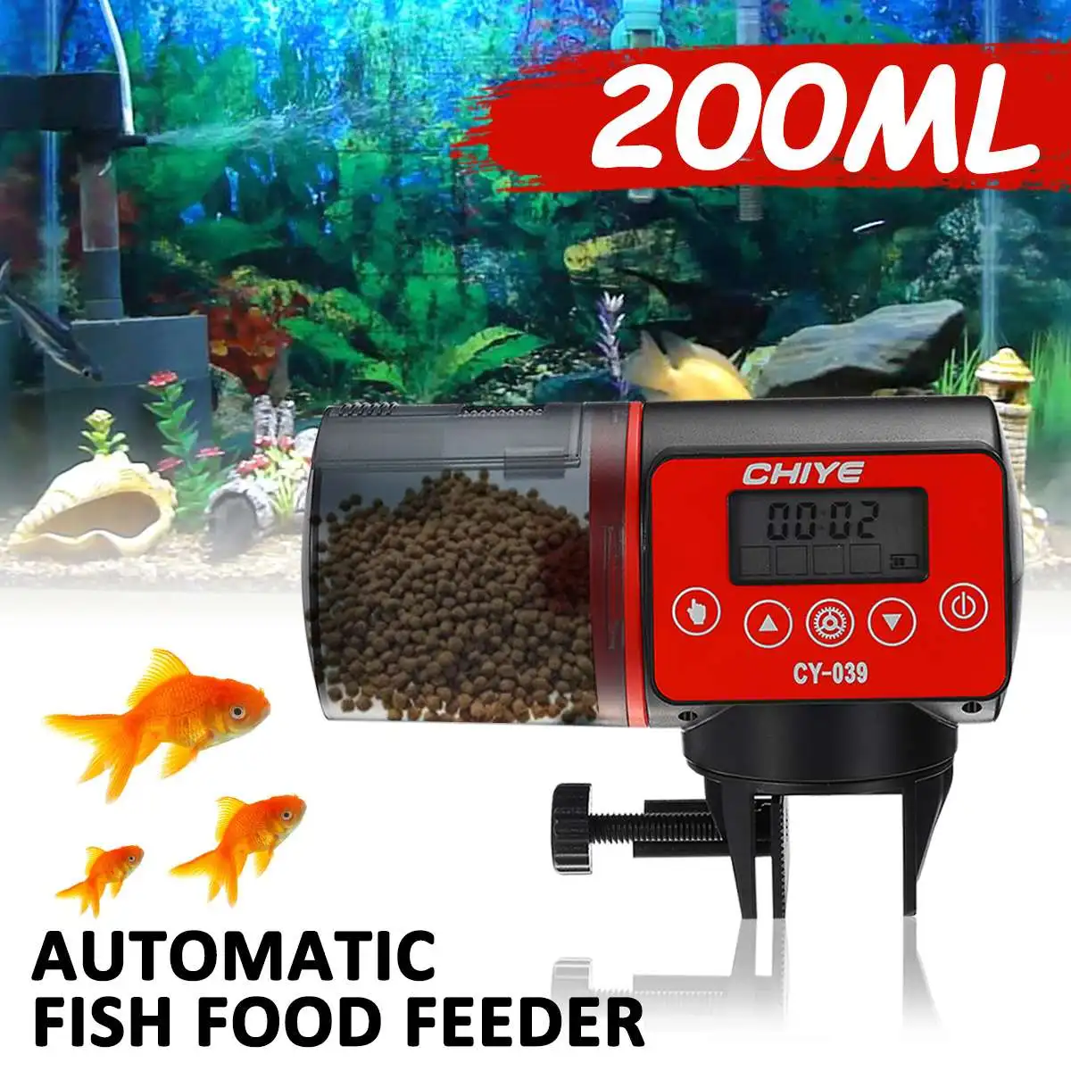 

LCD Electronic Automatic Fish Feeder Dispenser Timer Automatic Tank Food Feeding Machine Aquarium Auto Fish Feeder Timer 200ml