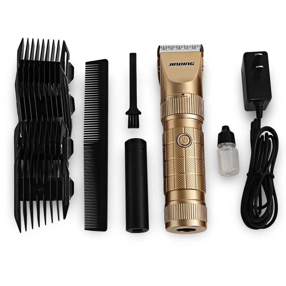 JINDING Professional Electric Rechargeable Hair Clipper Trimmers Ceramic Hair Cutting Machine Haircut Set 4 Pcs Combs For MEN