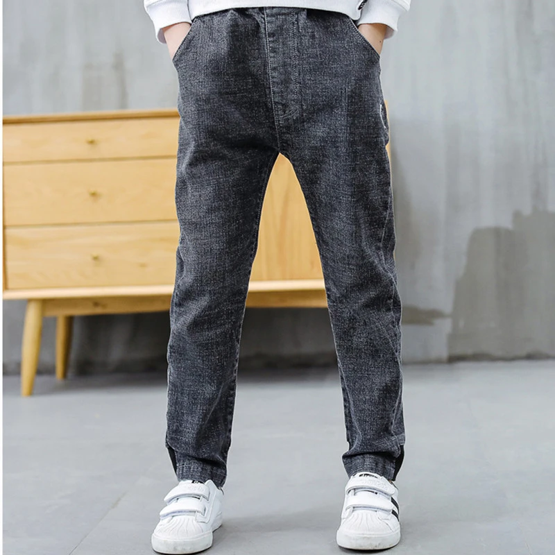 Весенне-осенние джинсовые штаны для маленьких мальчиков детская одежда Повседневные детские брюки из хлопка джинсы для подростков для мальчиков возрастом от 3 до 14 лет