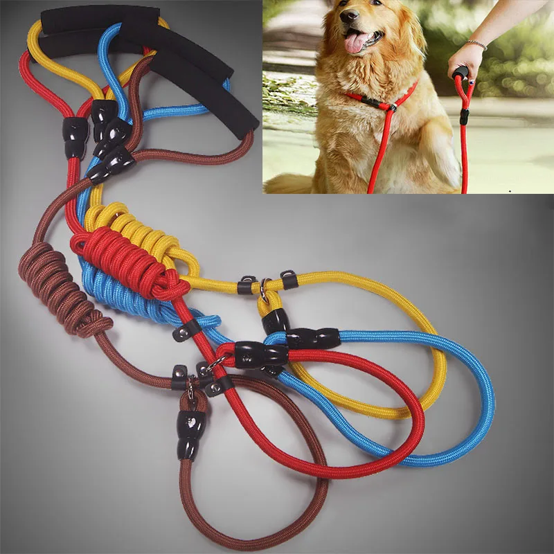 

P Chain Large Dog Leash Slip Collar puppy pet Walking Leads Dog Mountain Climbing Rope For small Medium big Dogs Foam handle