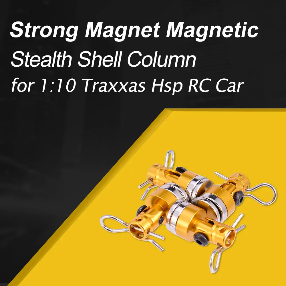 

4Pcs Gold Metal Strong Magnet Magnetic Stealth RC Car Shell Column Post for 1:10 Hsp Invisible Body Post Mount Clips