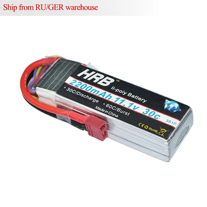 

HRB Lipo 3s Battery 11.1v 2200mAh 30C MAX 60C Drone AKKU For Trex-450 Fixed-wing RC Bateria Helicopter Car Boat Quadcopter FPV