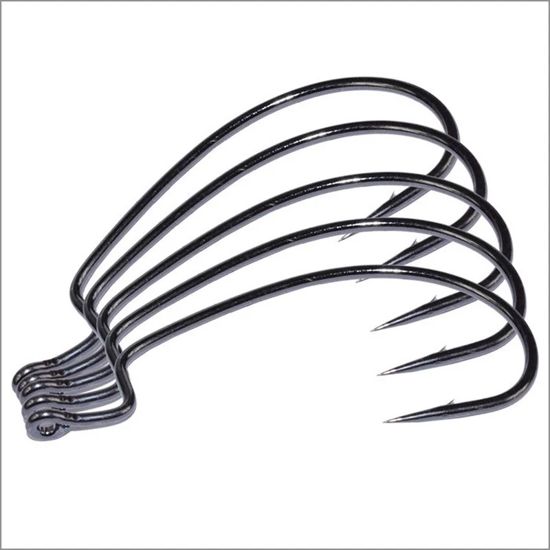 5Pcs Barbed Fishing Hooks High Carbon Steel Crank Hooks Worm for Fly