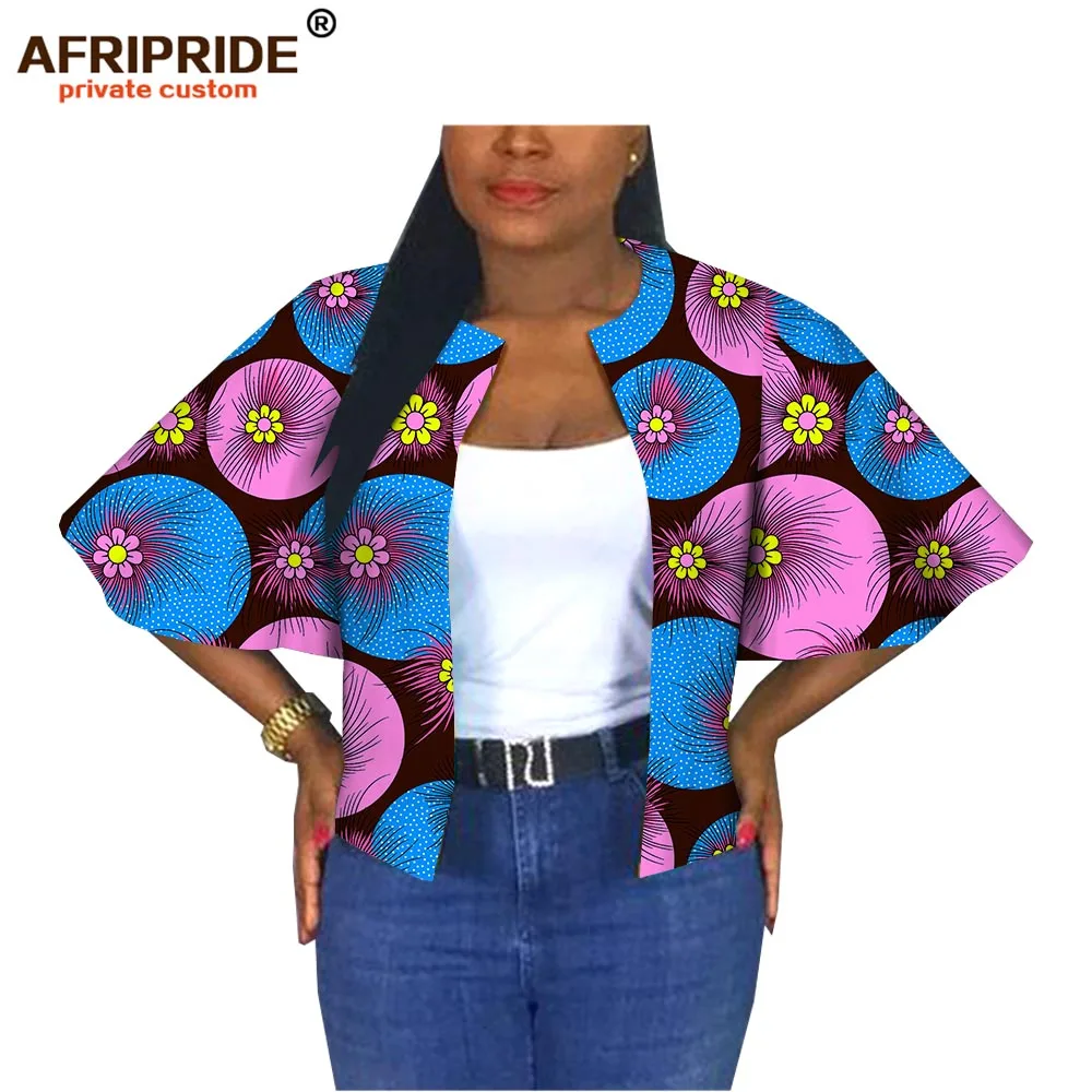 

ankara wax print african style casual coat for women AFRIPRIDE customized half flare sleeves cardigan jacket for women A1924005