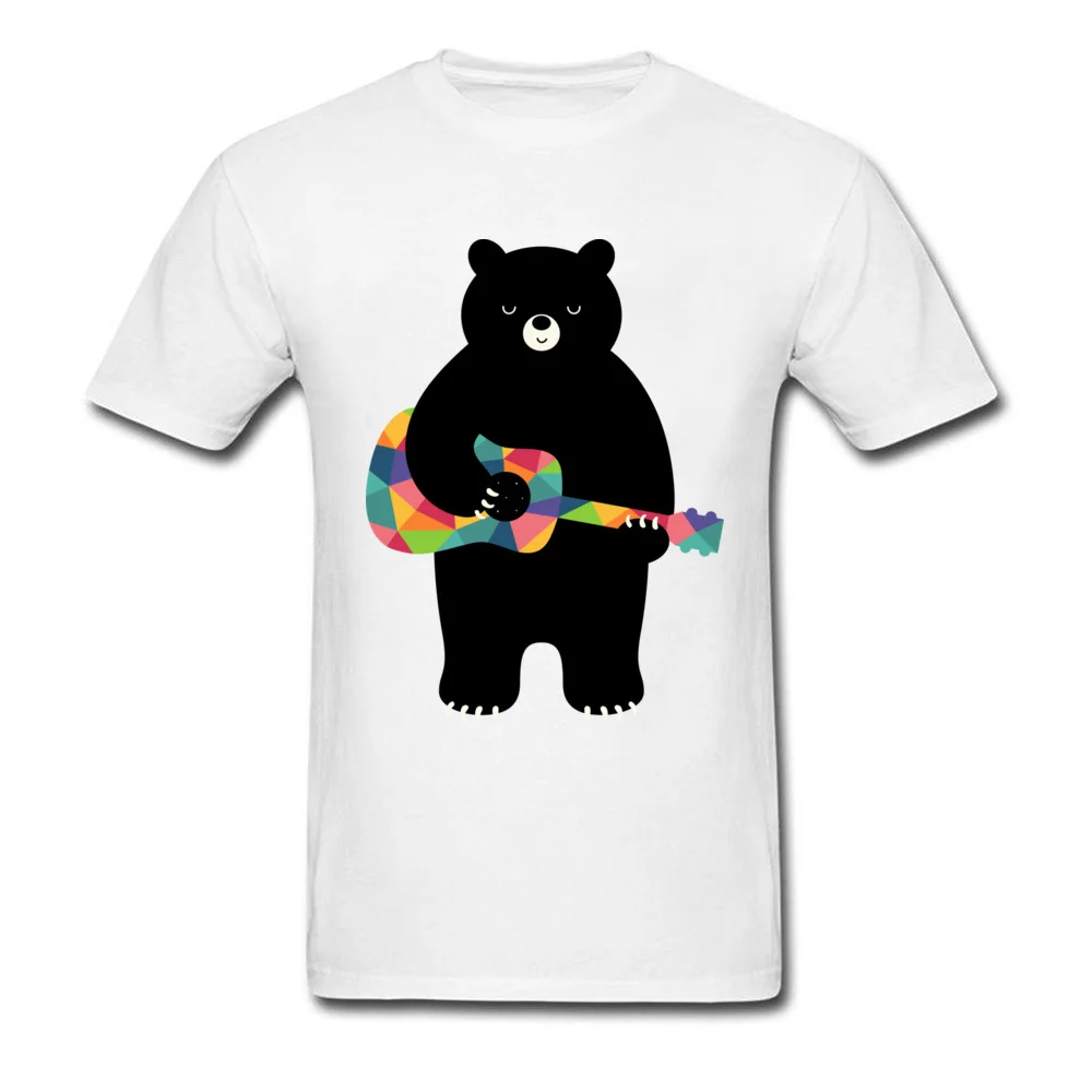 

Black Bear Happy Song Boys Rock Music Tshirt High Quality 100% Cotton Never Fade Printed Animal Bear With Guitar Tops T Shirt