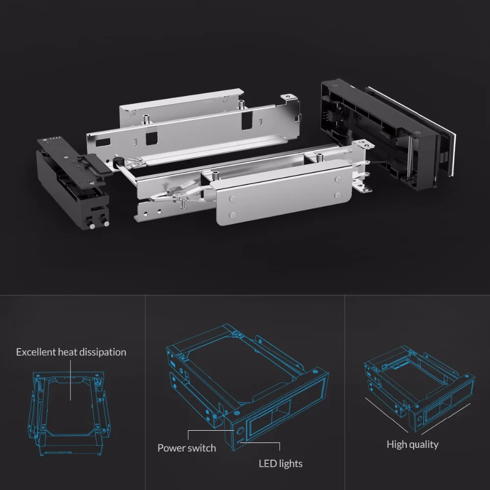 ORICO CD-ROM Space HDD Mobile Rack Internal 3.5 Inch HDD Convertor Enclosure-Black(1106SS-BK)