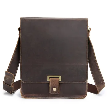 Genuine Leather Men's Messenger Bag Shoulder Crossbody Bag For Men Cow Leather Briefcase Vintage Flap Pocket Handbag Casual Tote cow leather shoulder bag brand 2018 new messenger bag women 100% genuine leather handbag fashion bucket bag