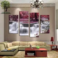 Mangrove With Waterfall Modern Home Wall Decor Canvas Picture Art HD Print Painting Set of 4 Each Canvas Artse No Frame HW049
