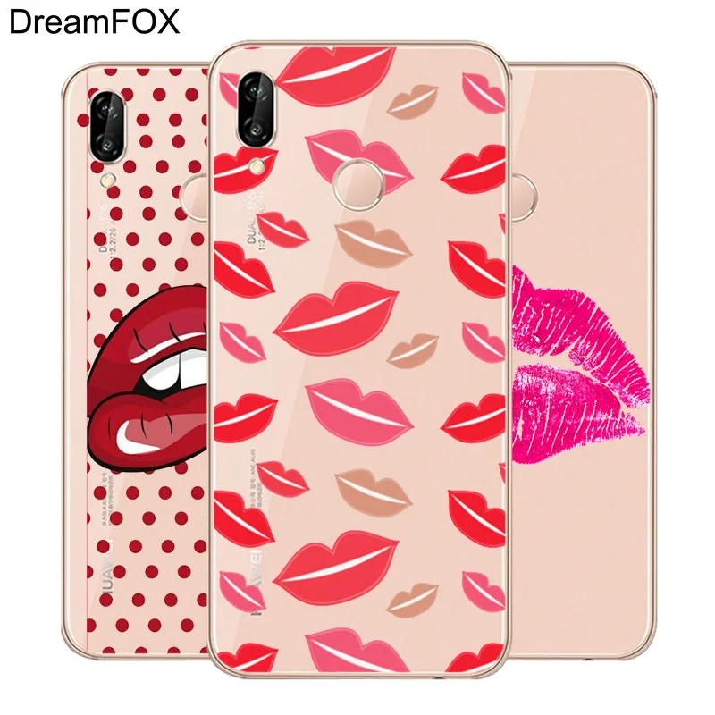DREAMFOX L285 Fashion Red Lips Soft TPU Silicone Case Cover For Huawei Honor 6A 6C 7X 9 10 P20 P30 Lite Pro P Smart 2019 |