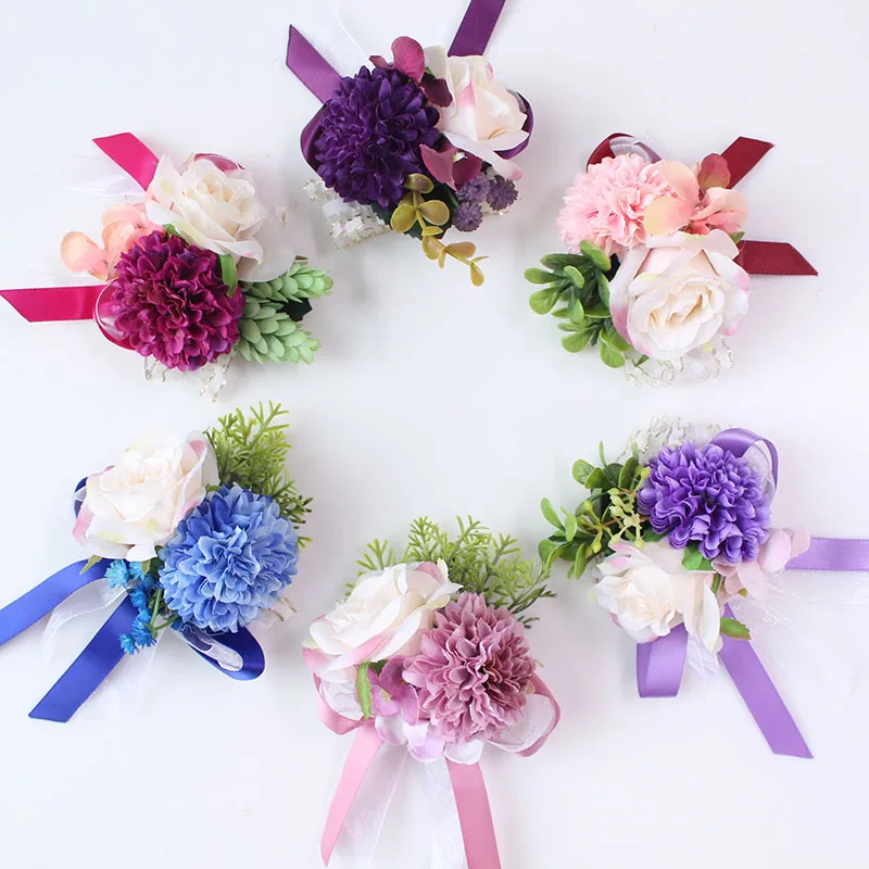 bridesmaid bracelet flower wedding wrist corsage  (18)