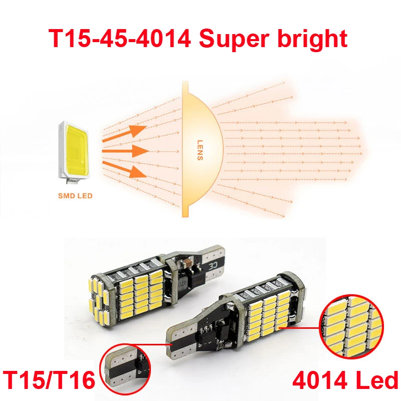 2x 12 в 24 супер яркий Canbus светодиодный T16 W16W 921 T15 45 светильник 7440 белый желтый