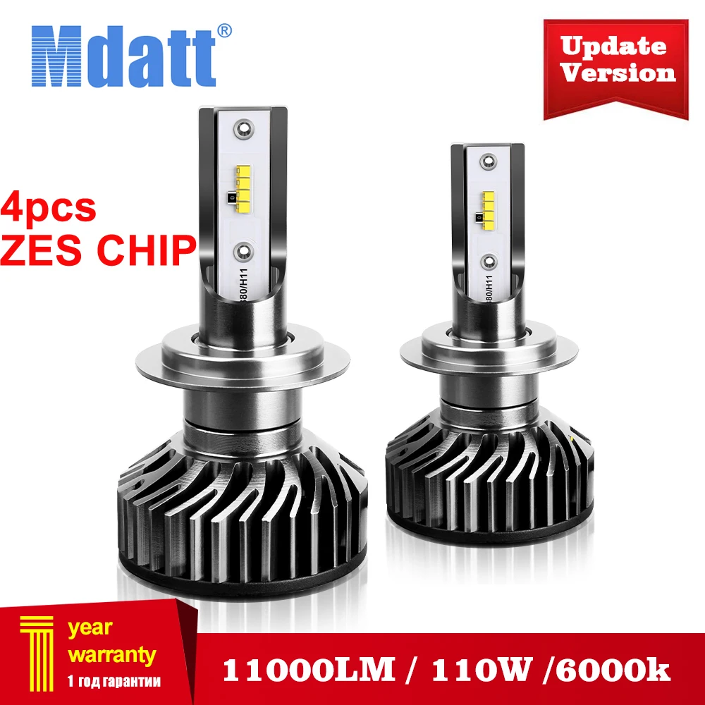 Mdatt Super Bright H7 H4 LED Car headlights Canbus ZES Headlight Bulb 110W 11000LM H1 9005 9006 H8 H9 6000K 12V Auto light Mdatt Super Bright H7 H4 LED Car headlights Canbus ZES Headlight Bulb 110W 11000LM H1 9005 9006 H8 H9 6000K 12V Auto light