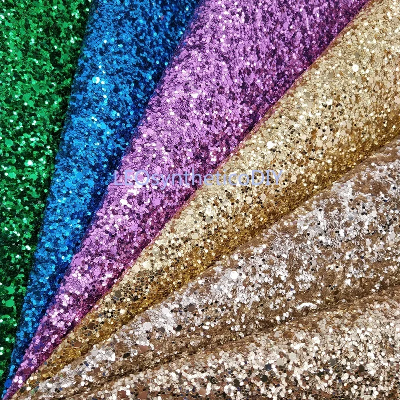 1PC 21X29CM Glitter Fabric Sheets, Chunky Glitter Leather Fabric, Vinyl Glitter Fabric For Bows