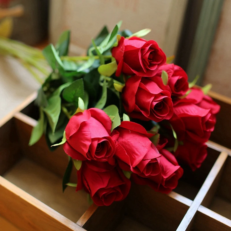 

2pcs/lot High Quality Vivid Rose Artificial Flowers Desktop Silk Flower Simulation Fake Plant Wedding Houseware Home Decor