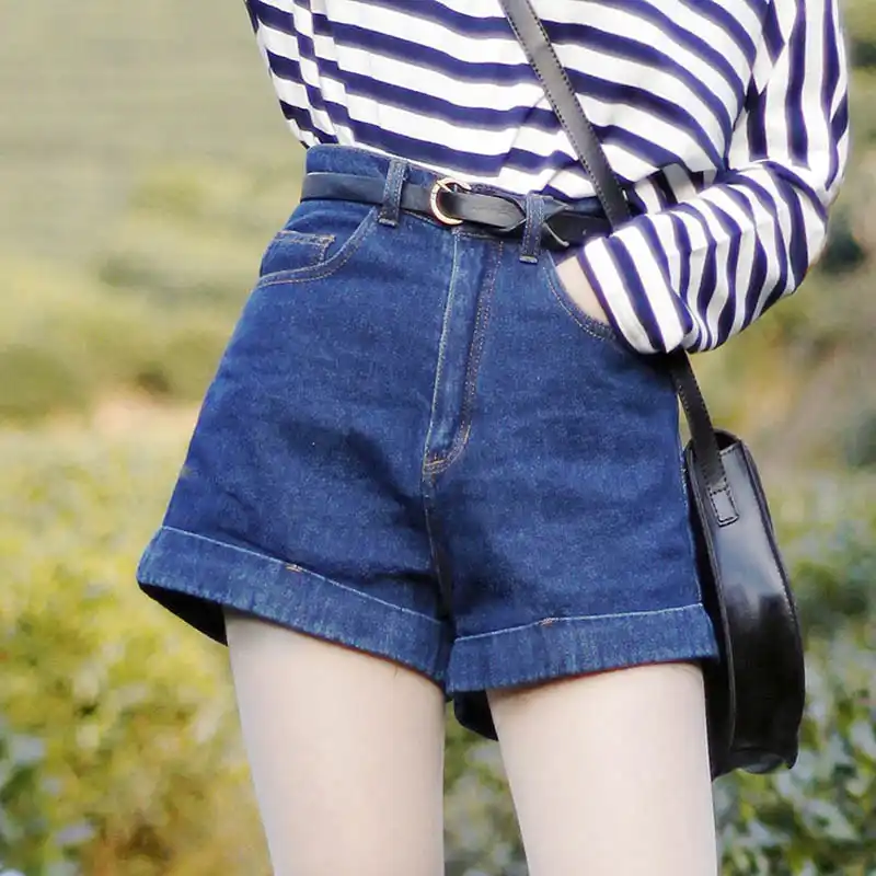 high waisted bermuda jean shorts