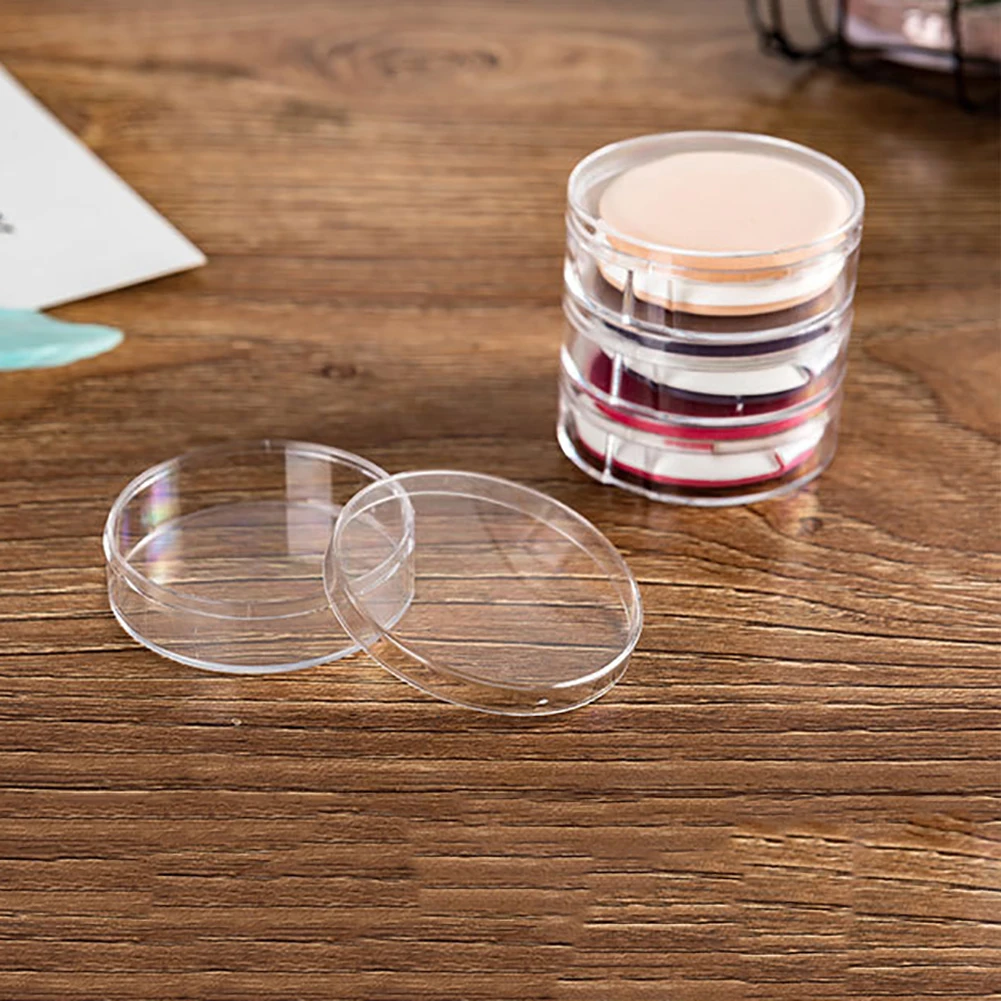 

Transparent Powder Puff Case Earrings Battery Storage Box Container Travel Tool