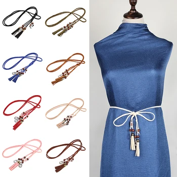 

2019 women Vintage Waist Belt For Dress Tassel Belt Cummerbunds For Women Girls String Waistband Knitted Strap female belt