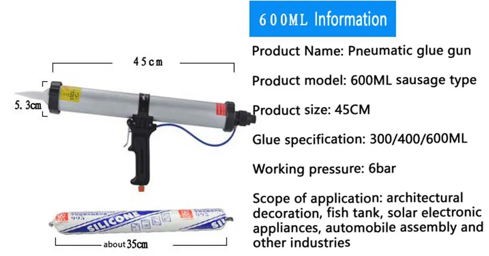 310 мл использования колбасы пневматический шприц-пистолет для краски и украшения герметик пистолет силиконовый клеевой пистолет с