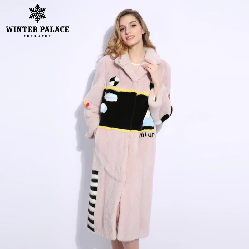 

2018 Fashion winter light pink fur coat import mink fur coat high quality real fur mink fur coat Suit collar