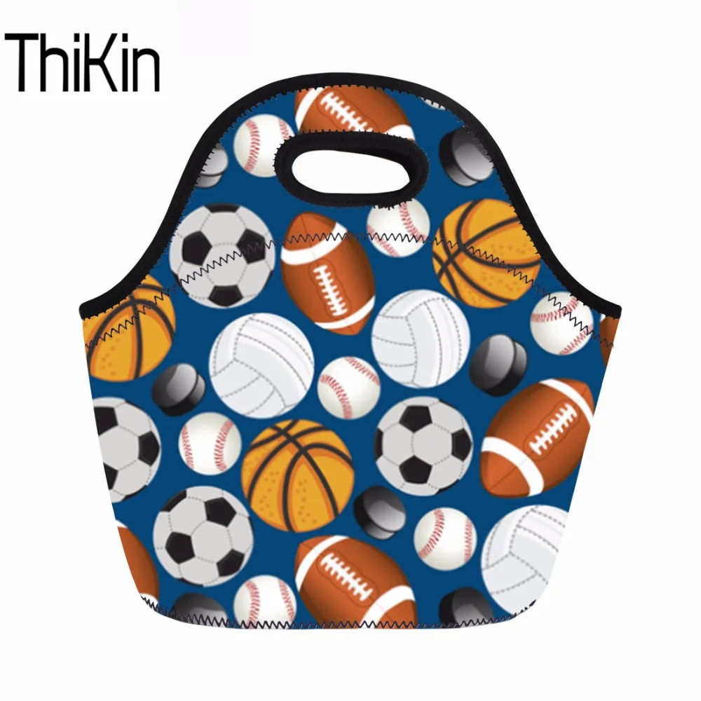 Bags para Mulheres Thikin Lunch Homens Impressão Bola Crianças Meninos Meninas Mão Alimentos Tote Kdis Escola Lancheira Refrigerador Quente Torba Termiczna