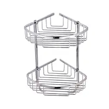 2 Layer SUS 304 Stainless Steel Bathroom Shelf Tripod Bathroom Rack Basket Wall Mount Corner Shelf