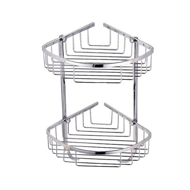 2 Layer Sus 304 Stainless Steel Bathroom Shelf Tripod Rack 2 Layer Sus 304 Stainless Steel Bathroom Shelf Tripod Rack Basket Wall Mount Corner Cosmetic Accessories